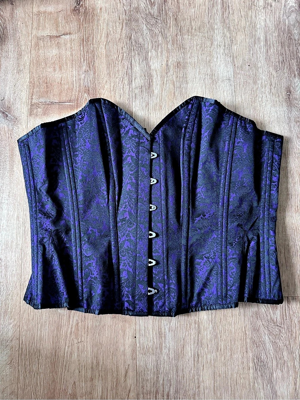 Corset Story Long Purple Brocade Pattern Corset With Hip Gores Corset Size 40